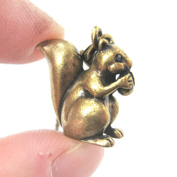 Squirrel Chipmunk Animal Pendant Necklace in Brass | DOTOLY | DOTOLY