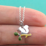 Squirrel Chipmunk on a Branch Silhouette Shaped Pendant Necklace