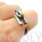 Squirrel Chipmunk Shaped Animal Wrap Around Ring in Silver | US Sizes 3 to 8.5 | DOTOLY