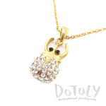 Stag Beetle Shaped Pendant Necklace in Gold with Rhinestones | DOTOLY