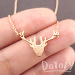 Stag Deer Doe Silhouette Shaped Pendant Necklace in Rose Gold | Animal Jewelry | DOTOLY