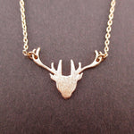 Stag Deer Doe Silhouette Shaped Pendant Necklace in Rose Gold | Animal Jewelry | DOTOLY