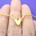 Stag Deer Doe Silhouette Shaped Pendant Necklace in Gold | Animal Jewelry | DOTOLY
