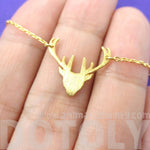 Stag Deer Doe Silhouette Shaped Pendant Necklace in Gold | Animal Jewelry | DOTOLY