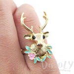 Stag Head Trophy Shaped Animal Ring in Gold | DOTOLY | DOTOLY