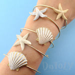 Starfish and Seashell Shaped Mermaid Inspired Bangle Bracelet Cuffs