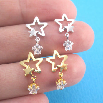 Stargazer Rhinestone Stars Star Outline Shaped Stud Earrings | DOTOLY