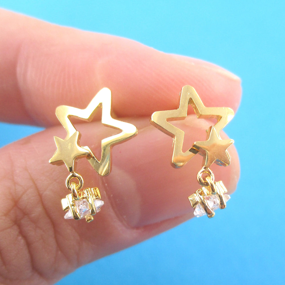 Stargazer Rhinestone Stars Star Outline Shaped Stud Earrings | DOTOLY