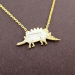 Stegosaurus Dinosaur Silhouette Jurassic World Themed Charm Necklace in Gold | DOTOLY