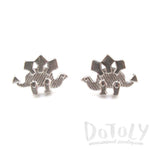 Stegosaurus Dinosaur Silhouette Shaped Stud Earrings in Silver | DOTOLY | DOTOLY