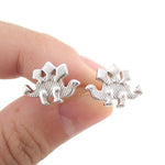Stegosaurus Dinosaur Silhouette Shaped Stud Earrings in Silver | DOTOLY | DOTOLY