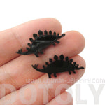 Stegosaurus Silhouette Dinosaur Shaped Laser Cut Stud Earrings in Black | DOTOLY