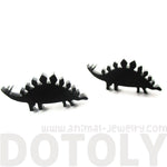 Stegosaurus Silhouette Dinosaur Shaped Laser Cut Stud Earrings in Black | DOTOLY