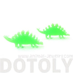 Stegosaurus Silhouette Dinosaur Shaped Laser Cut Stud Earrings in Green | DOTOLY