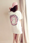 Stop Being A Pussy (Cat) Long Graphic Tee T-Shirts in White | DOTOLY