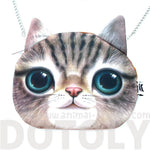 Striped Tabby Kitty Cat Face Shaped Photo Digital Print X Body Shoulder Bag | DOTOLY