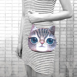 Striped Tabby Kitty Cat Face Shaped Photo Digital Print X Body Shoulder Bag | DOTOLY