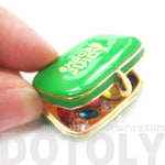 Suitcase Travel Bag Locket Full of Gems Necklace in Green - It Opens Up | Limited Edition | DOTOLY