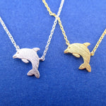 Cute Bottlenose Dolphin Shaped Pendant Necklace in Silver or Gold