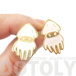 Super Mario Themed Squid Blooper Shaped Stud Earrings in Gold | Limited Edition Jewelry | DOTOLY