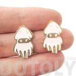 Super Mario Themed Squid Blooper Shaped Stud Earrings in Gold | Limited Edition Jewelry | DOTOLY
