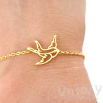 Swallow Bird Outline Shaped Charm Bracelet in Gold | Animal Jewelry | DOTOLY