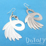 Swan Bird Silhouette Cut Out Shaped Filigree Dangle Earrings in Silver | DOTOLY | DOTOLY