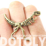 T-Rex Dinosaur Fossil Skeleton Bones Adjustable Ring in Brass | DOTOLY