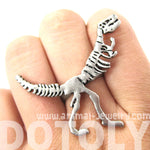 T-Rex Dinosaur Fossil Skeleton Bones Adjustable Ring in Silver | DOTOLY