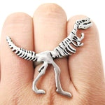 T-Rex Dinosaur Fossil Skeleton Bones Adjustable Ring in Silver | DOTOLY