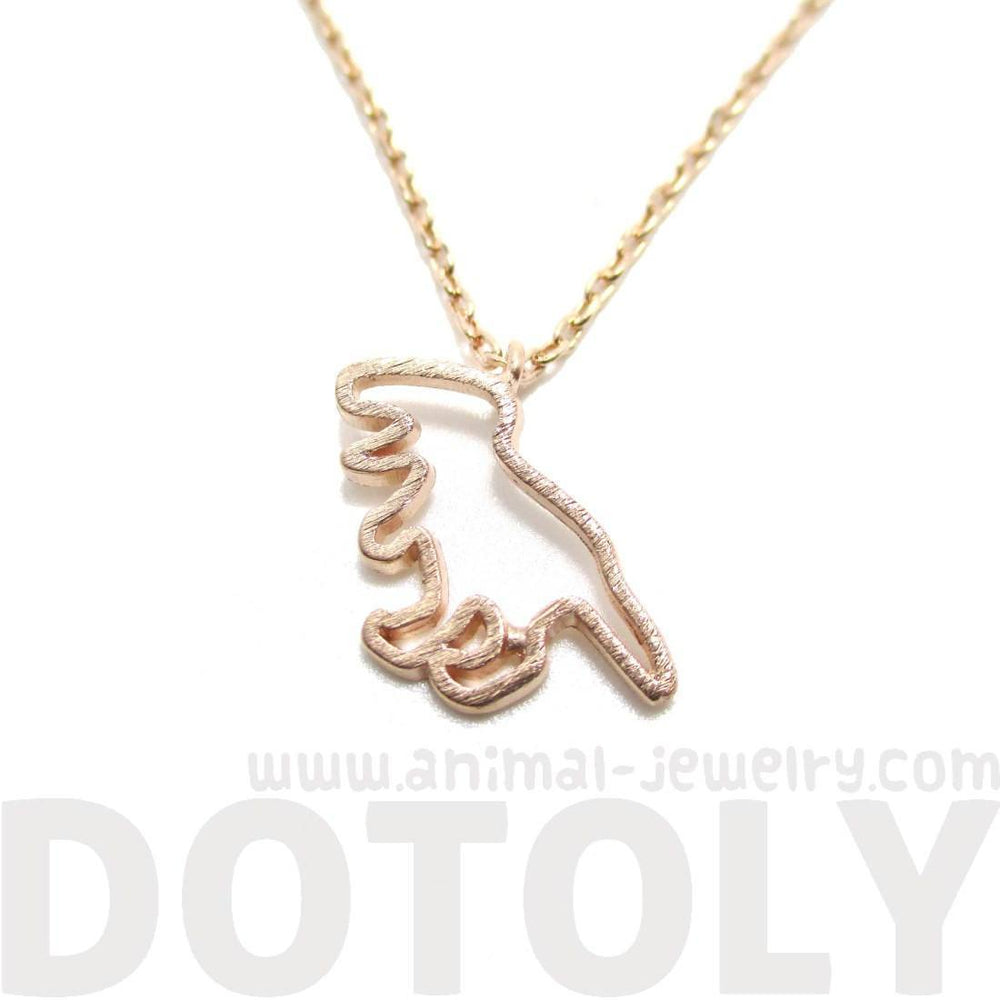 T-Rex Dinosaur Outline Shaped Animal Charm Necklace in Rose Gold | DOTOLY