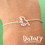 T-Rex Dinosaur Outline Shaped Charm Bracelet in Silver