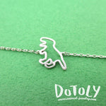 T-Rex Dinosaur Outline Shaped Charm Bracelet in Silver