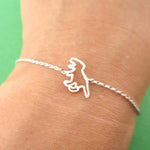 T-Rex Dinosaur Outline Shaped Charm Bracelet in Silver