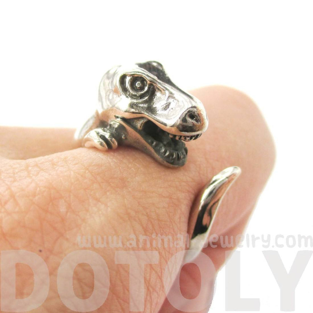 T Rex Dinosaur Shaped Animal Wrap Ring in 925 Sterling Silver | US Sizes 3 to 8 | DOTOLY