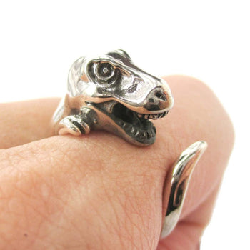 T Rex Dinosaur Shaped Animal Wrap Ring in 925 Sterling Silver | US Sizes 3 to 8 | DOTOLY