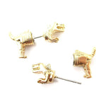 T-Rex Dinosaur Shaped Front and Back Two Part Earrings in Gold | DOTOLY