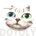 Tabby Cat Face With Blue and Green Eyes Shaped Coin Purse Make Up Bag | DOTOLY