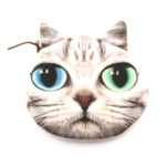 Tabby Cat Face With Blue and Green Eyes Shaped Coin Purse Make Up Bag | DOTOLY