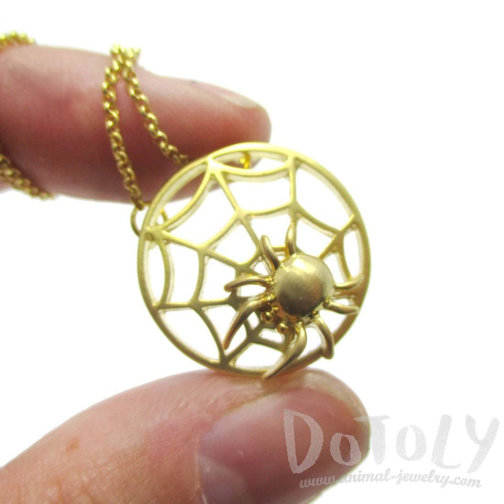 Tarantula Spider Web Shaped Pendant Necklace in Gold | DOTOLY | DOTOLY