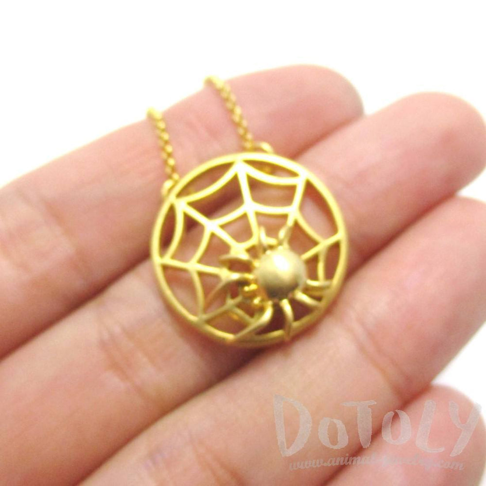 Tarantula Spider Web Shaped Pendant Necklace in Gold | DOTOLY | DOTOLY