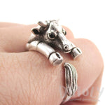 Taurus Bull Cow Shaped Animal Hugging Your Finger Ring in Silver | US Size 5 to 8 | DOTOLY