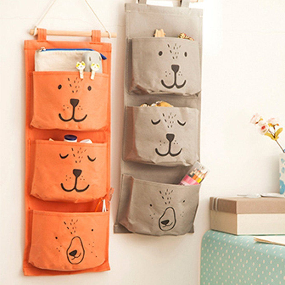 Teddy Bear Wall Hanging Storage Bag Pocket Organizer Rack