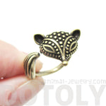 Textured Baby Fox Shaped Animal Ring in Brass | US Size 6 to 8 | DOTOLY