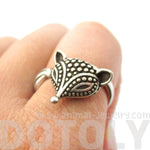 Textured Baby Fox Shaped Animal Ring in Silver | US Size 6 to 8 | DOTOLY