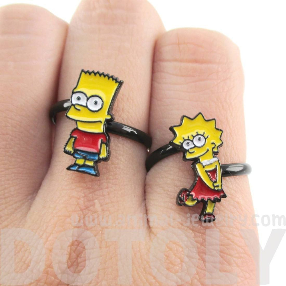 The Simpsons Themed Bart and Lisa Adjustable Ring | DOTOLY | DOTOLY