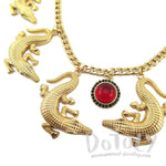 The Ultimate Crocodile Alligator Statement Pendant Necklace in Gold