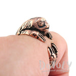 Three Toed Sloth Shaped Animal Hugging Your Finger Ring in Copper