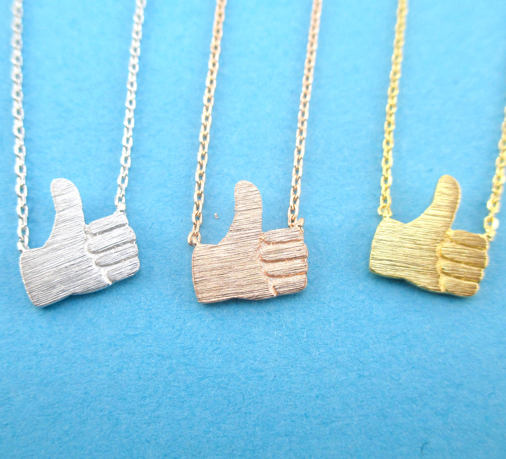 Thumbs Up Hand Signal Gesture Shaped Pendant Necklace