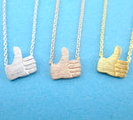 Thumbs Up Hand Signal Gesture Shaped Pendant Necklace